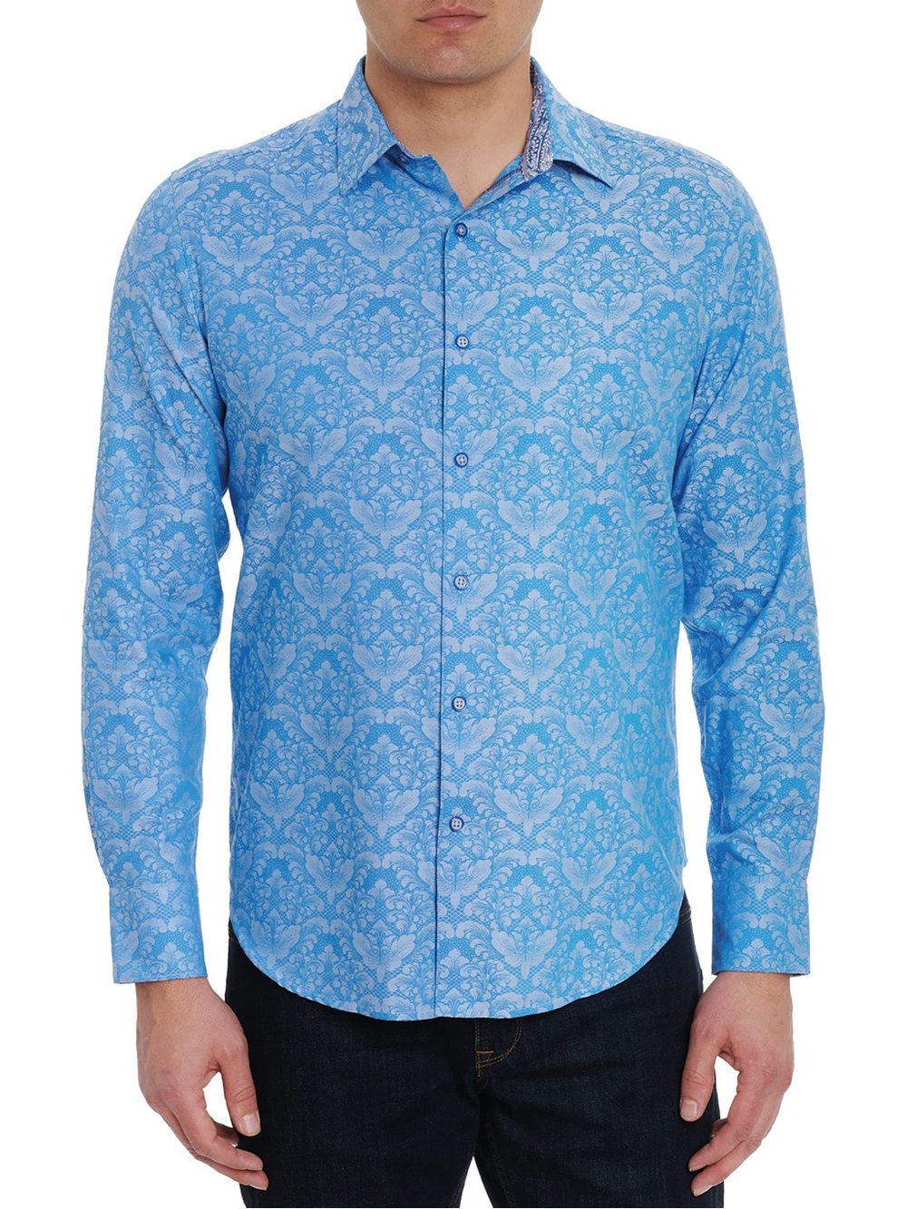 Robert Graham Bayview Shirt Mens 2XL Floral Jacquard Button Up Casual Blue